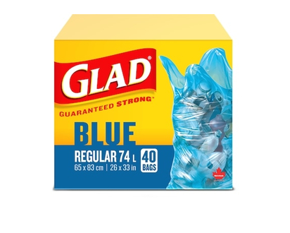 Glad Sacs bleus ordinaires pour la récupération, sacs à ordures de 74 L - 40 CHA
