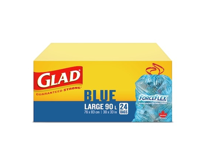 Glad Blue Recycling Bags - Large 90 Litres - ForceFlex, Drawstring - 24.0 EA