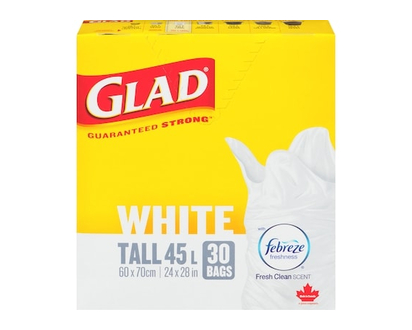 Glad Sacs blancs longs 45 l - 30 CHA