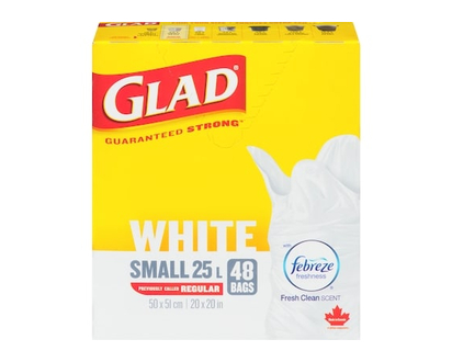Glad Sacs blancs petits 25 l - 48 CHA
