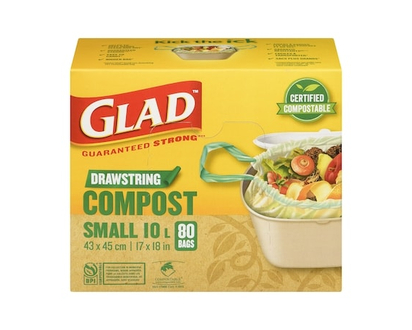 Glad Bags Drawstring Compost Small 10 L - 80.0 EA