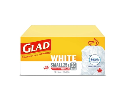 Glad Sacs blancs petits 25 l - 36 PQT