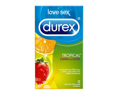 Durex Condoms Durex TROPICAL SAVEURS ET COULEURS lubrifiés (emballage de 12) - 12.0 EA