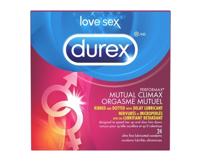 Durex Condoms Mutual Orgasm Ribbed, Dotted with Delay Gel - 24.0 EA