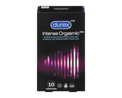 Durex Condoms Durex Intense Orgasmic nervurés, microperlés et enrobés d’un gel stimulant (emballage de 10) - 10.0 EA