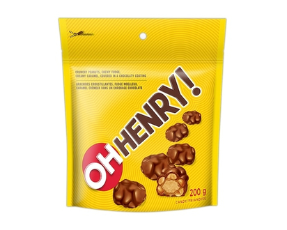 Oh Henry! Les Bouchées Sont Des Morceaux De Cacahuètes Croustillantes, De Fudge Moelleux Et De Caramel Crémeux, Recouverts D’Un Enrobage Chocolaté. - 