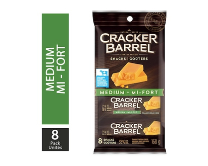 Cracker Barrel Portion Snack Medium Cheddar Cheese 8X21G - 168.0 G