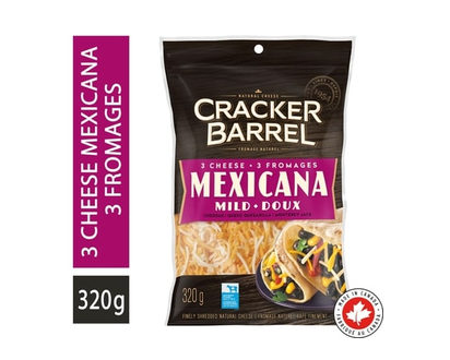 Cracker Barrel 3 Cheese Mexicana Shredded Cheese, - 320.0 G