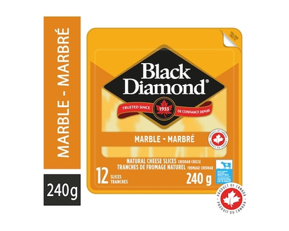 Black Diamond Marble Cheddar Cheese Slices, 12 units - 240.0 G