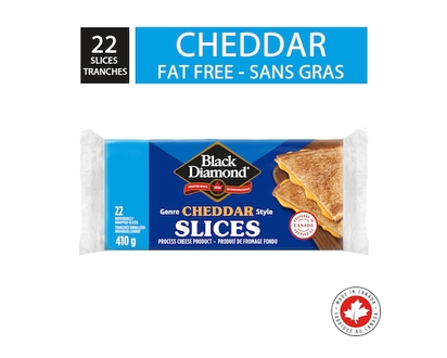 Black Diamond Fat Free Processed Cheddar Cheese Slices, 22 units - 410.0 G
