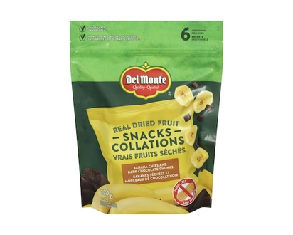 Del Monte Snacks Banana Chips And Dark Chocolate Chunks - 120.0 G