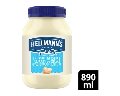 Hellmann's Mayonnaise Type Dressing Condiment Light Half Fat - 890.0 ML