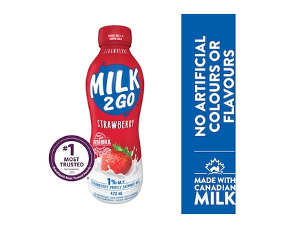 Milk 2 Go 1% Strawberry Partly Skimmed Milk - 473.0 ML