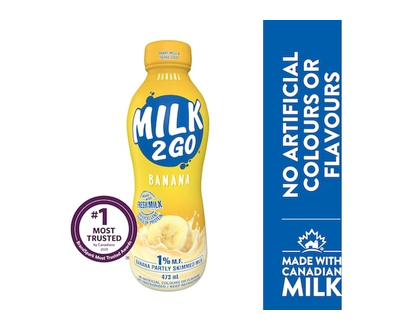 Milk 2 Go 1% Banana Partly Skimmed Milk - 473.0 ML