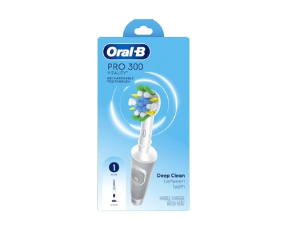 Oral B Oral-B Pro 300 Floss Action Vitality Electric Toothbrush with 1 Brush Head, Rechargeable, White - 1 EA
