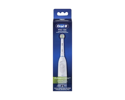 Oral B Oral-B Pro 100 FlossAction, Battery Powered Toothbrush, White - 1 EA