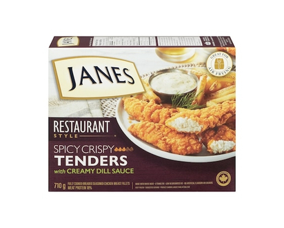 Janes Fully Cooked Breaded Seasoned Chicken Breast Fillets Spicy Crispy Tenders With Creamy Dill Sauce - 710.0 G