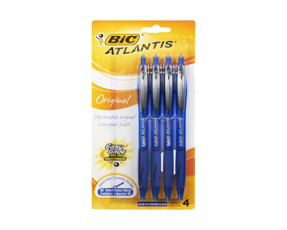 Bic Atlantis Retractable 4Pk Blue - 4.0 EA