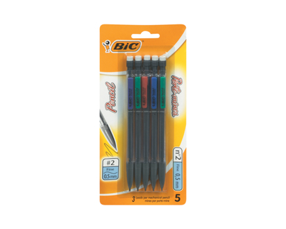 Bic Extra-Precision Mechanical Pencil, Metallic Barrel, Fine Point (0.5Mm), 5 Count - 1.0 EA