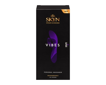 SKYN Vibes Personal Massager, Intimate Vibrator, soft silicone curved design, water resistant, 20 speeds and pulsations, rechargeable - 1 EA