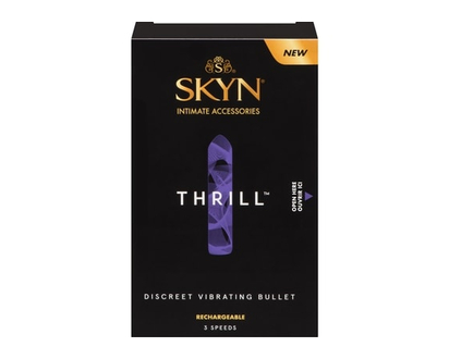SKYN Thrill Personal Massager - Compact, Discreet, Vibrating Bullet Massager - Rose Gold Plating - Rechargeable, Water Resistant and Latex-Free, 3 spe
