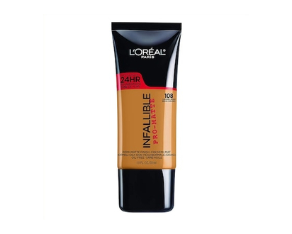 L'Oréal Paris Fond de Teint Pro-Matte, Sans Huile, Texture Légère, Longue Tenue Jusqu’à 24hr - 1 CHA