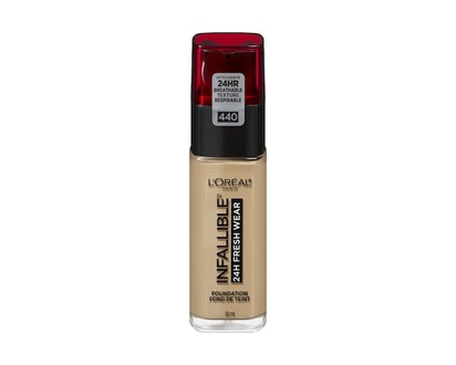 L'Oreal Paris Foundation Infallible Fresh Wear 24HR, Lightweight, Longwear, Breathable Formula, Natural Rose - 30.0 ML