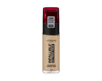 L'Oreal Paris Foundation Infallible Fresh Wear 24HR, Lightweight, Longwear, Breathable Formula, Natural Buff - 30.0 ML