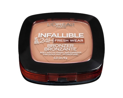 L'Oreal Paris Infallible Up to 24H Fresh Wear Soft Matte Longwear Bronzer. Waterproof, heatproof, transfer, humidity and sweatproof, Light Medium, 0.3