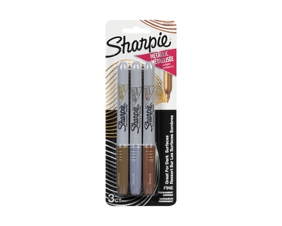 Sharpie Marqueurs permanents métalliques Sharpie, bronze/argent/or, pointe fine, paq. 3 - 3.0 EA
