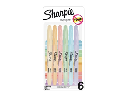 Sharpie Smear Guard Pastel Highlighter, 6 Count - 6.0 EA