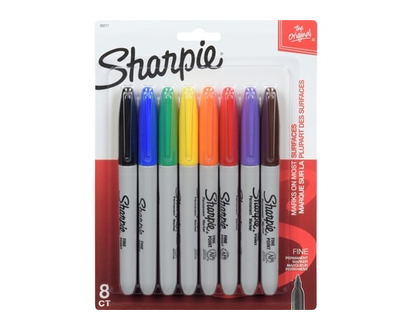 Sharpie Marqueurs permanents Sharpie, pointe fine, couleurs variées, paq./8 - 1.0 EA