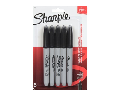 Sharpie Fine Point Fine Tip Permanent Markers, Black, 5 Pack - 1.0 EA