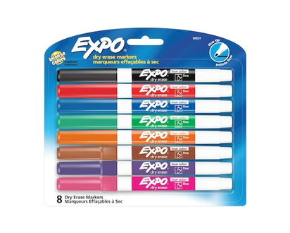 Expo Dry Erase Markers, Fine Point, Assorted, 8 Pack - 1.0 EA