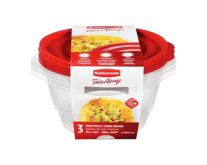 Rubbermaid Bols de service TakeAlongs, récipients de conservation des aliments, rouge rubis, lot de 3, 1.4L - 1.0 EA