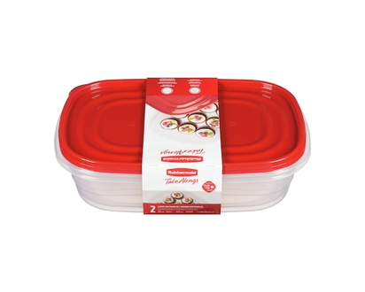 Rubbermaid TakeAlongs Rectangular Food Storage Containers, Ruby Red, 2 Pack - 1.0 EA