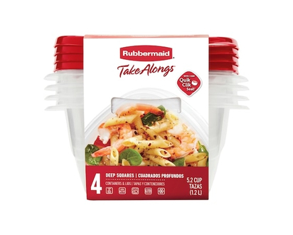 Rubbermaid TakeAlongs Square Food Storage Containers, Ruby Red, 4 Pack - 1.0 EA