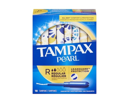 Tampax Pearl Tampons, with LeakGuard Braid, Regular Absorbency, Unscented, 18 Count. - 18.0 EA