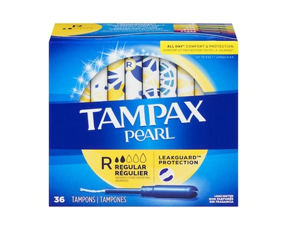Tampax Pearl Tampons, with LeakGuard Braid, Regular Absorbency, Unscented, 36 Count. - 36.0 EA