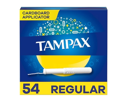 Tampax Cardboard Tampons Regular Absorbency, Anti-Slip Grip, LeakGuard Skirt, Unscented, 54 Count - 54.0 EA
