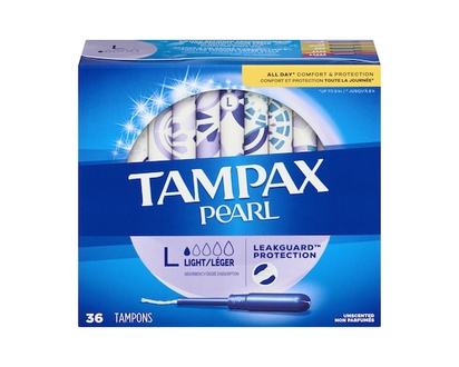 Tampax Pearl Tampons, with LeakGuard Braid, Light Absorbency, Unscented, 36 Count. - 36.0 EA