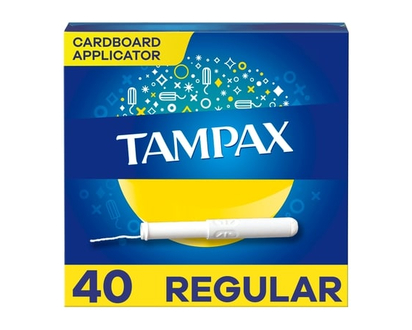 Tampax Cardboard Tampons Regular Absorbency, Anti-Slip Grip, LeakGuard Skirt, Unscented, 40 Count - 40.0 EA