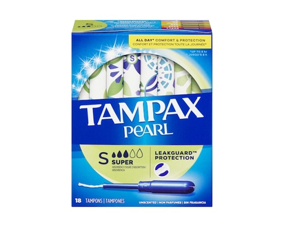 Tampax Pearl Tampons, with LeakGuard Braid, Super Absorbency, Unscented, 18 Count - 18.0 EA