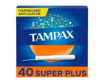 Tampax Cardboard Tampons Super Plus Absorbency, Anti-Slip Grip, LeakGuard Skirt, Unscented, 40 Count - 40.0 EA