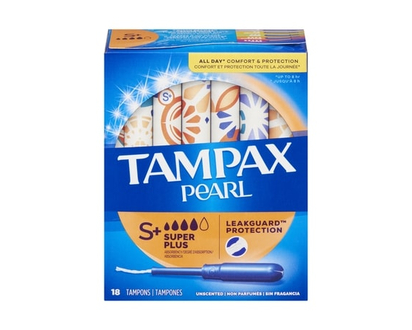 Tampax Pearl Tampons, with LeakGuard Braid, Super Plus Absorbency, Unscented, 18 Count. - 18.0 EA