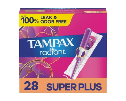 Radiant Tampons, with LeakGuard Braid, Super Plus Absorbency, Unscented, 28 Count - 28.0 EA