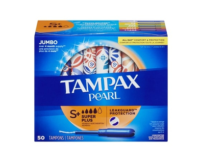 Tampax Pearl Tampons, with LeakGuard Braid, Super Plus Absorbency, Unscented, 50 Count. - 50.0 EA