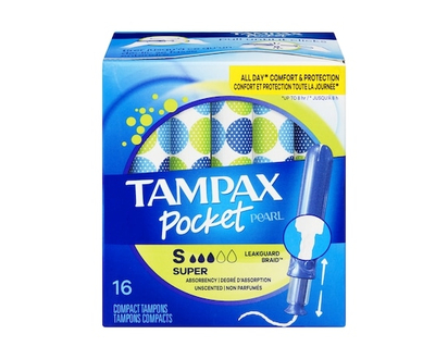 Tampax Pocket Pearl Tampons, with LeakGuard Braid, Super Absorbency, Unscented, 16 Count - 16.0 EA
