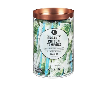 L. Cotton Tampons Regular Absorbency, Free from Chlorine Bleaching, Pesticides, Fragrances, or Dyes, 30 Count - 30.0 EA
