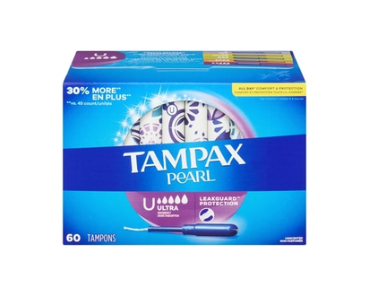 Tampax Tampons Pearl avec tresse anti-fuites LeakGuard, degré d’absorption ultra, non parfumés, 60 tampons - 60.0 EA